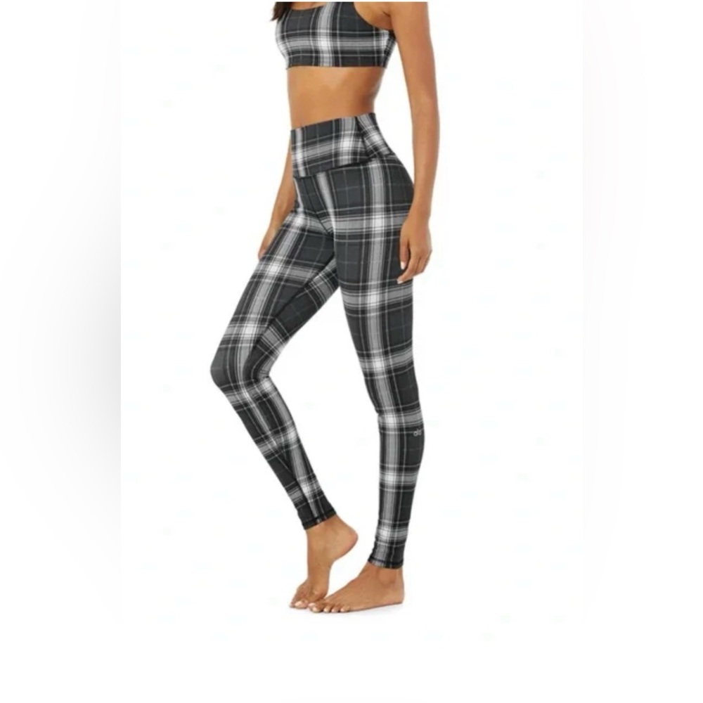 ALO Yoga High-Waisted Legacy Vapor Plaid Leggings, Size XXS